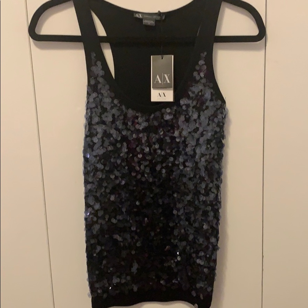 black sequence tank top